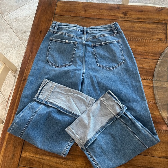 Flying Monkey high rise wide cuffed wide leg medium wash blue denim jeans sz 31 - Picture 10 of 16